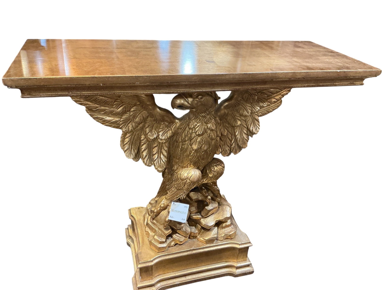 FR389- Wood Table with Carved Eagle Base (1 of 4)