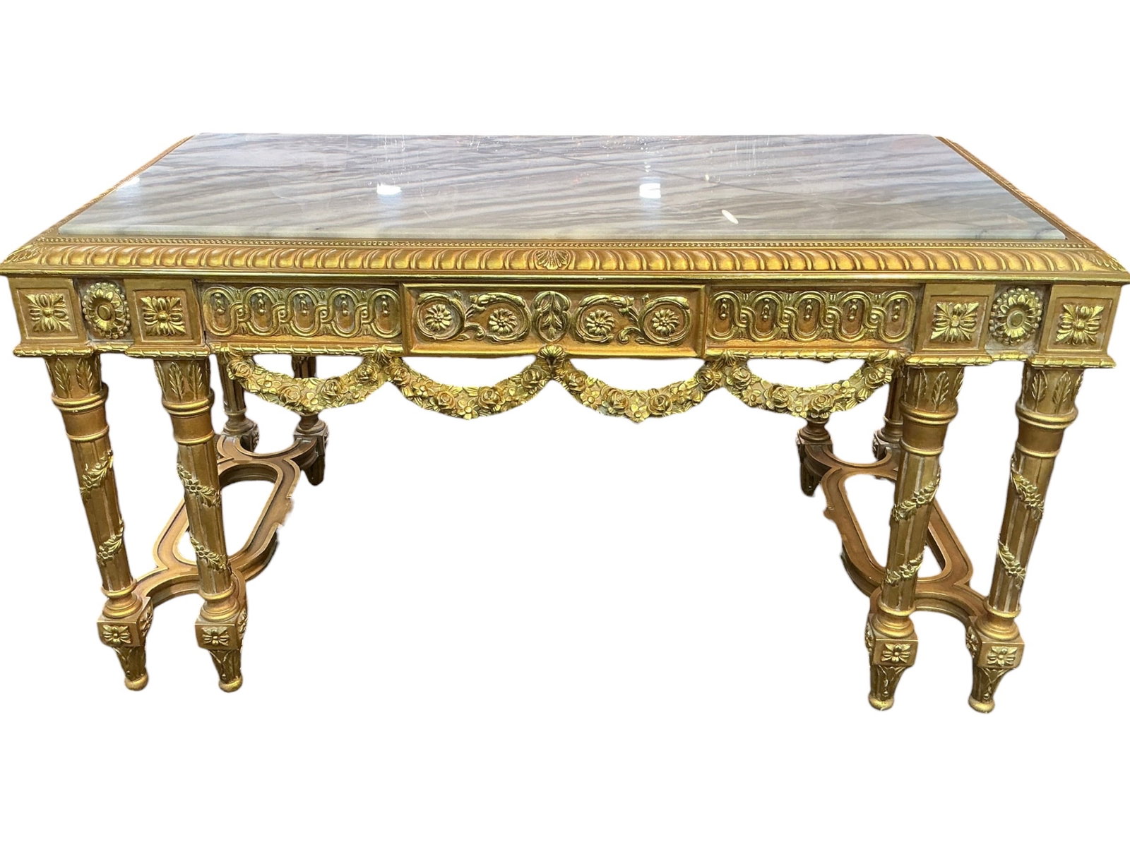 FR320- Italian Dore Bronze Mounted Marble Top Center Table (1 of 6)