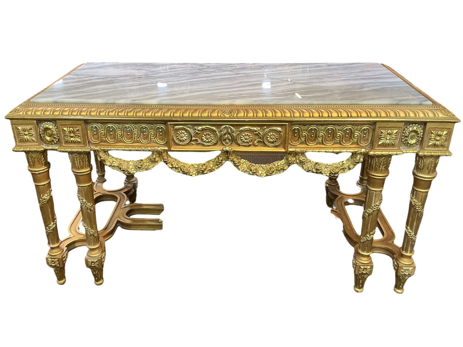 FR320- Italian Dore Bronze Mounted Marble Top Center Table - 2
