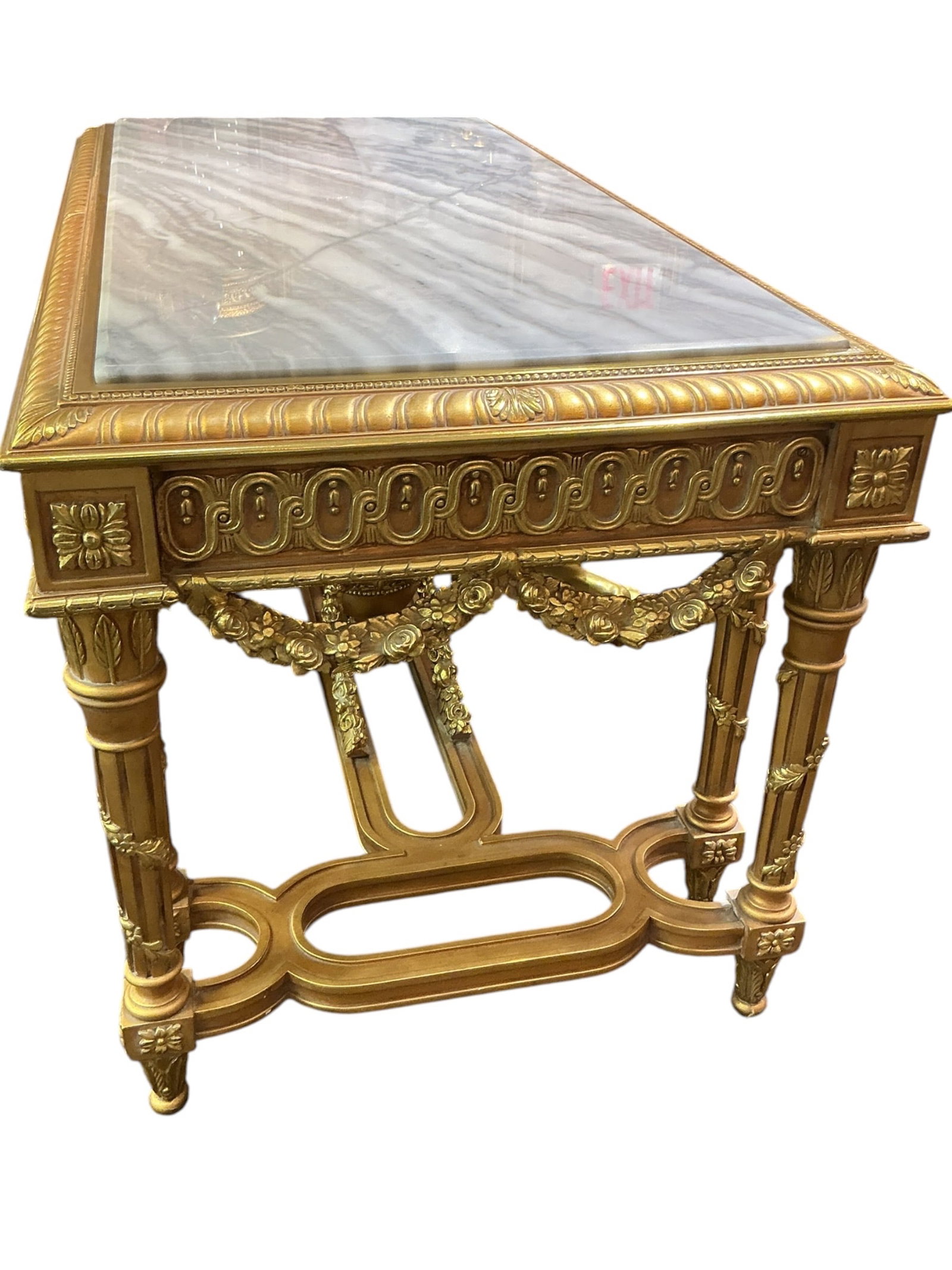 FR320- Italian Dore Bronze Mounted Marble Top Center Table - 3