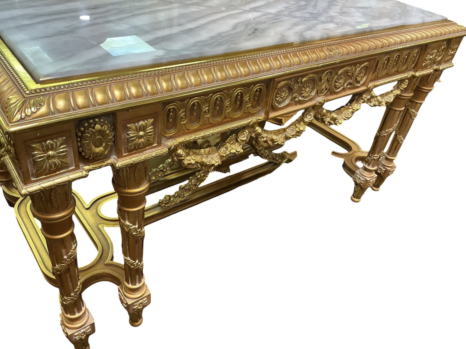 FR320- Italian Dore Bronze Mounted Marble Top Center Table - 4