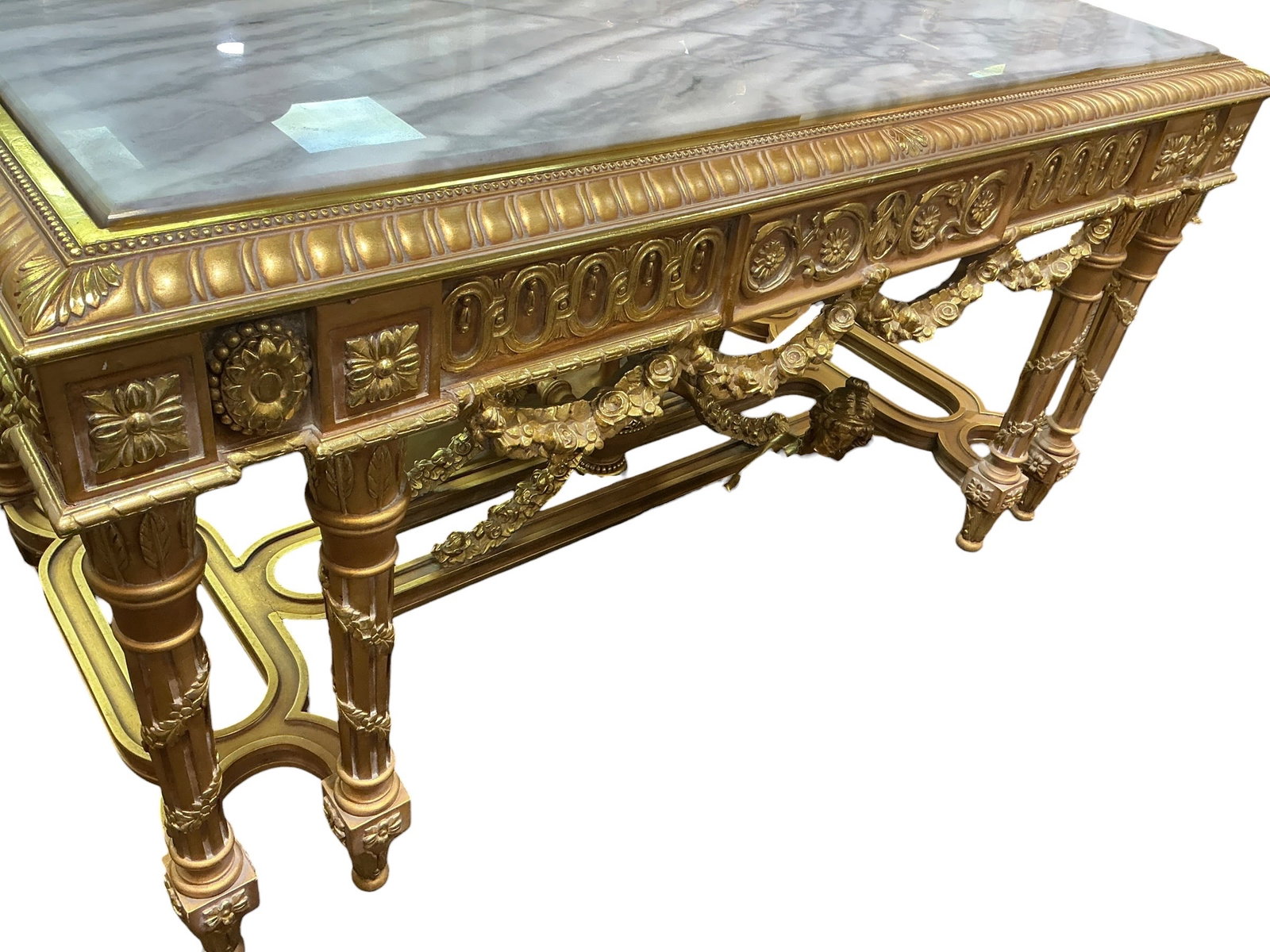FR320- Italian Dore Bronze Mounted Marble Top Center Table - 5