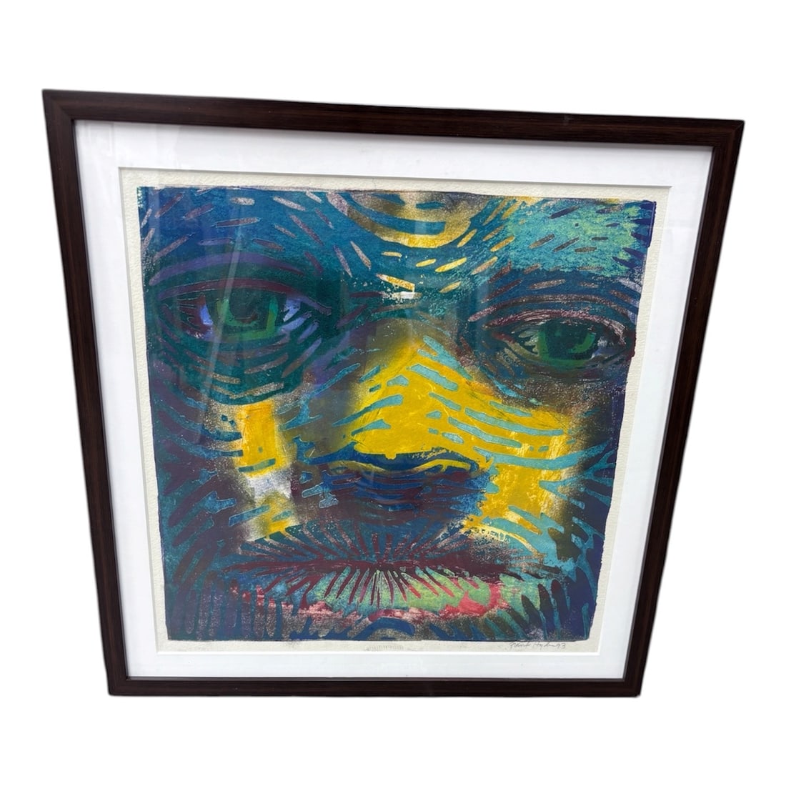 "Shaman No. 13" by Frank Hyder, Mixed Media on Cardboard, 2009 with COA: A bold and captivating large-scale work by contemporary artist Frank Hyder titled "Shaman No. 13", created in 2009. This mixed media composition on cardboard exemplifies Hyder’s expressive abstract 