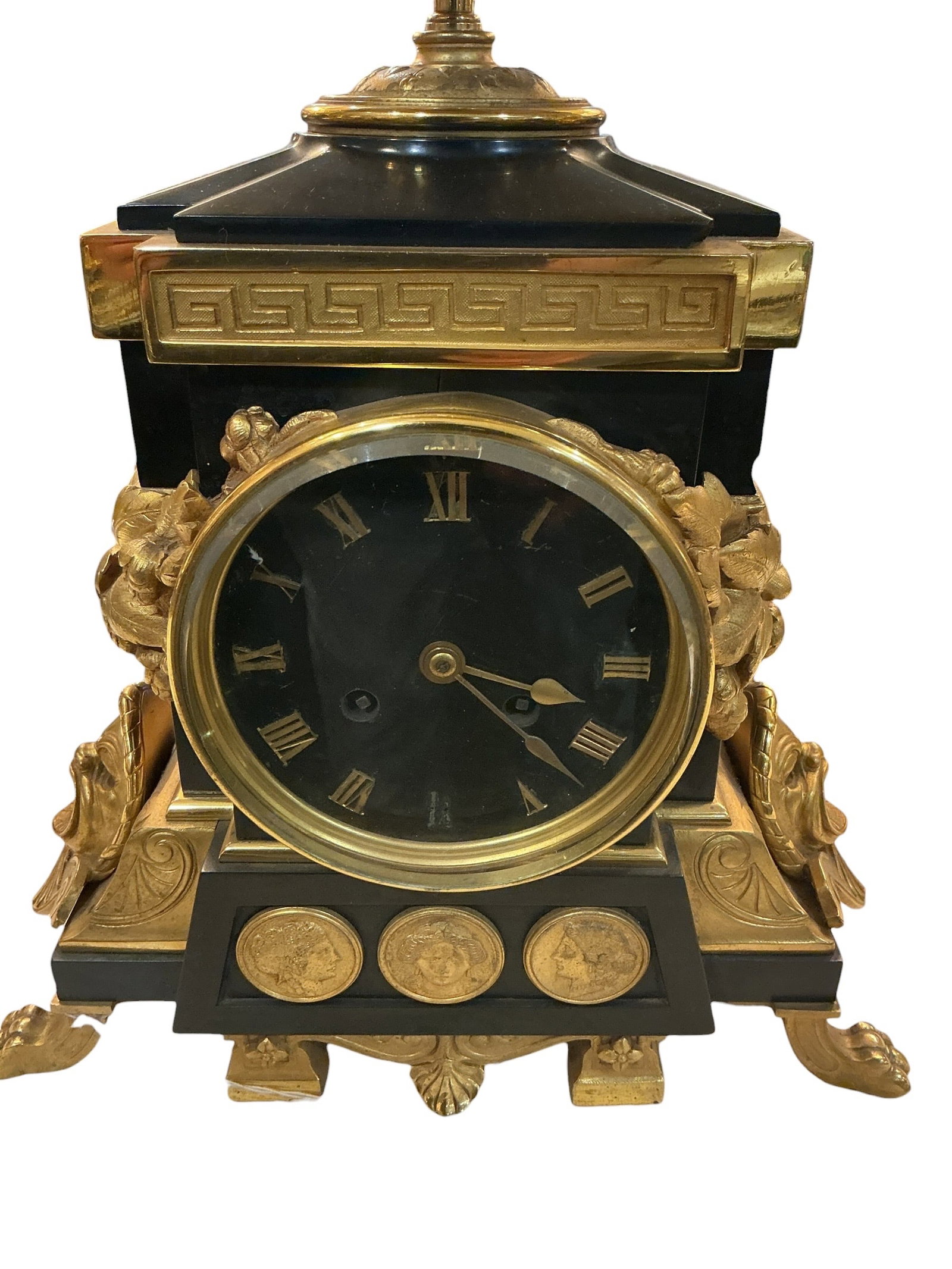 CK034- French Marble and Dore Bronze Three-Piece Clock Garniture (1 of 8)