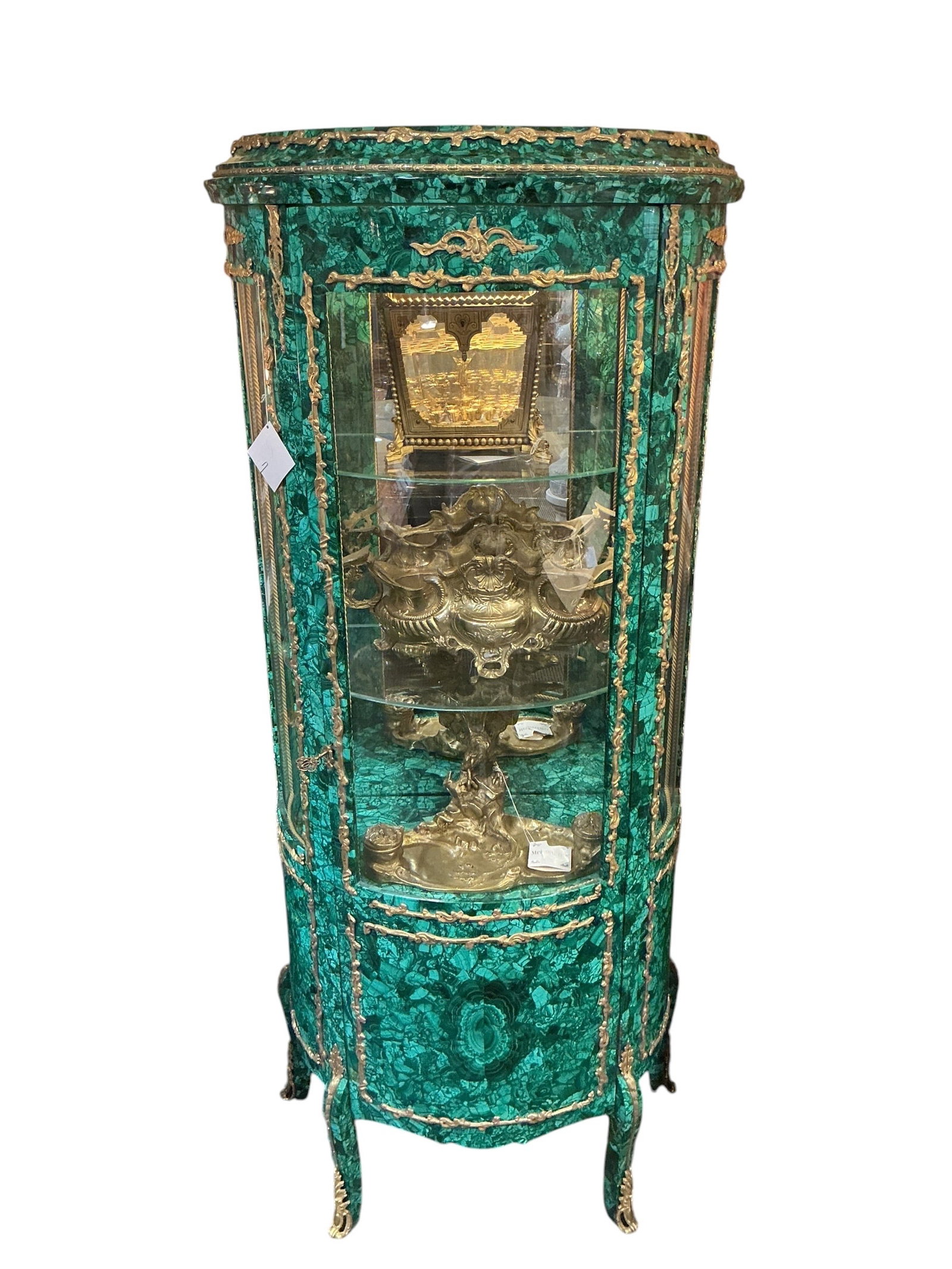 MC153 - 19th Century Malachite and Dore Bronze Mounted Vitrine Cabinet (1 of 9)