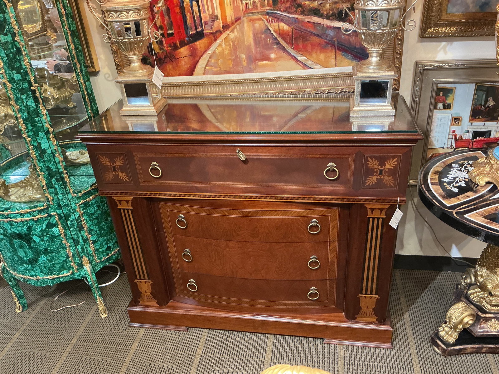 FR166 - Wood Roll-Top Secretary Desk with Inlay (1 of 12)