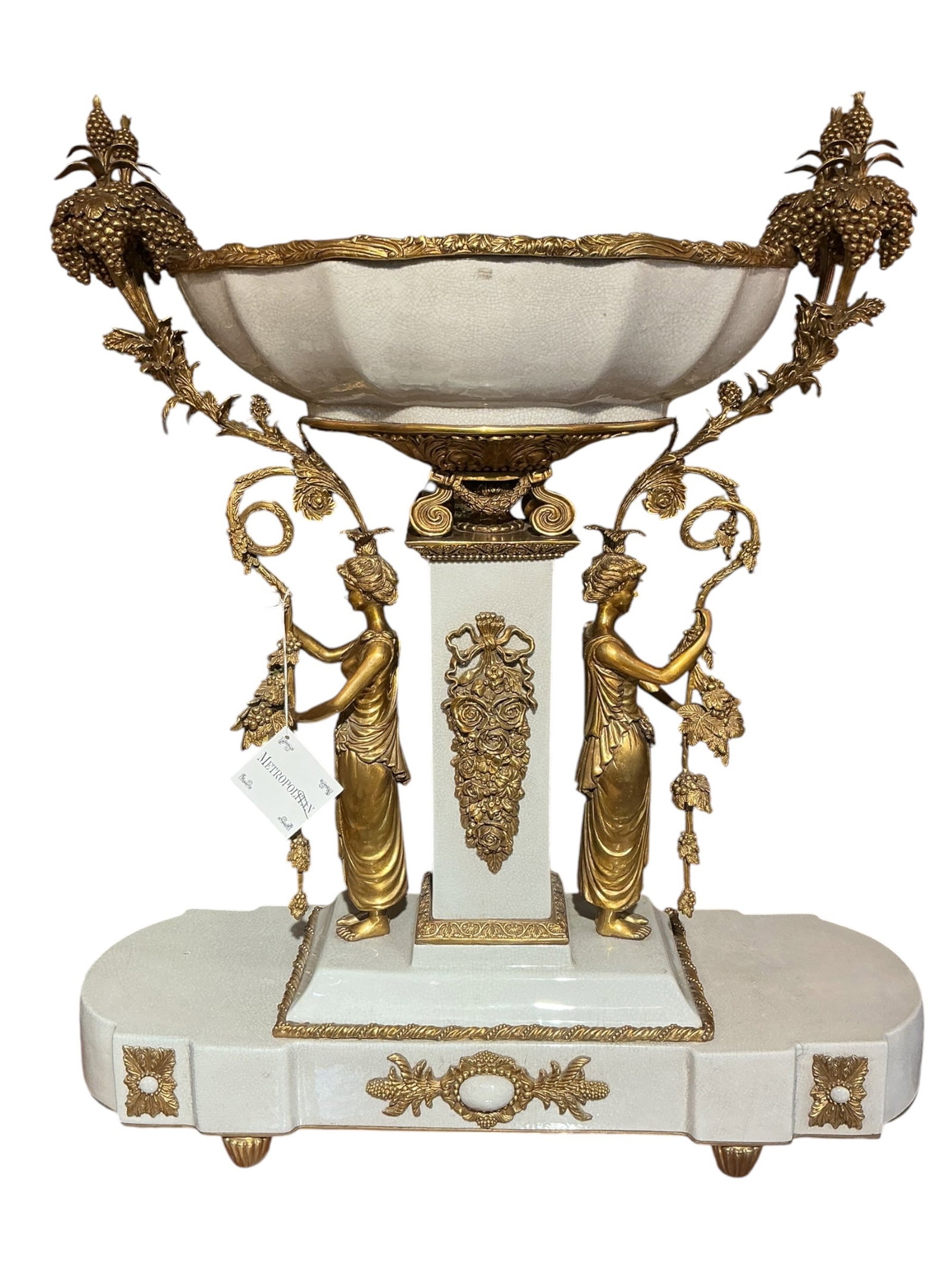 PC893- White Porcelain and Dore Bronze Figural Centerpiece (1 of 14)