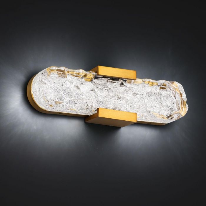 Schonbek Beyond Bramble 16" Wall Sconce: The Bramble crystal wall sconce captivates with its dramatic elegance and rich texture, casting dazzling reflections through its pressed glass and Radiance Crystal Dust diffuser.16"W x 3"D x 5"H