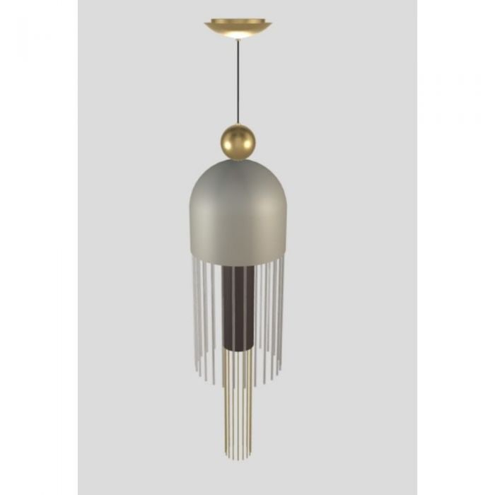 Masiero Nappe XL2 Pendant Light: Nappe is an LED light that takes inspiration from a Venetian story related to the "nappine," which are tassels used as decorative ornaments in the luxurious rooms of Venetian mansions. The light compr