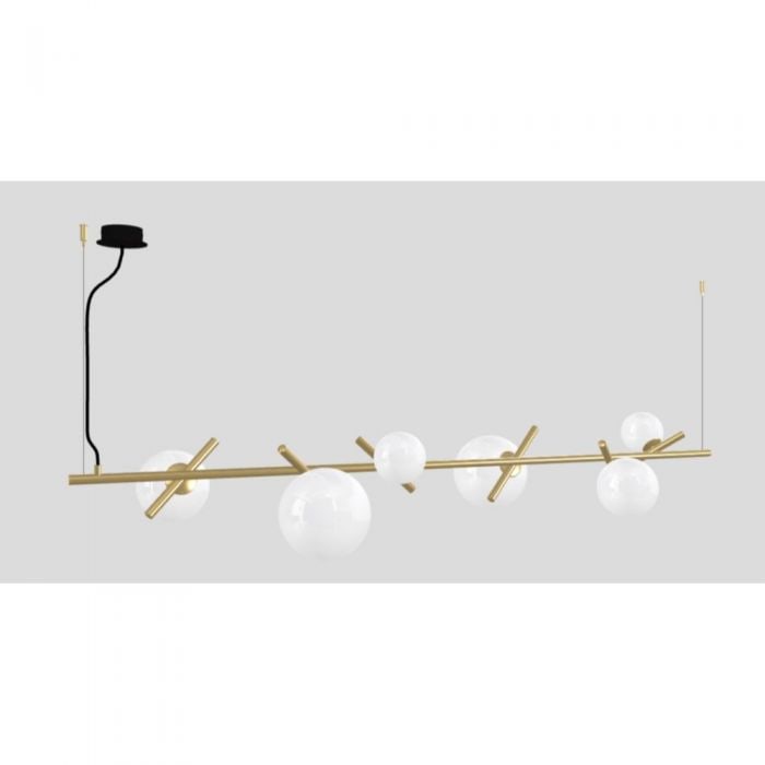 Masiero 1016-0G18 Posy Bil6 Pendant Light: Posy is characterized by a perfect balance and a simple design. The stem and sphere work in harmony to create a natural equilibrium that is strikingly beautiful. It features a galvanic metal structure