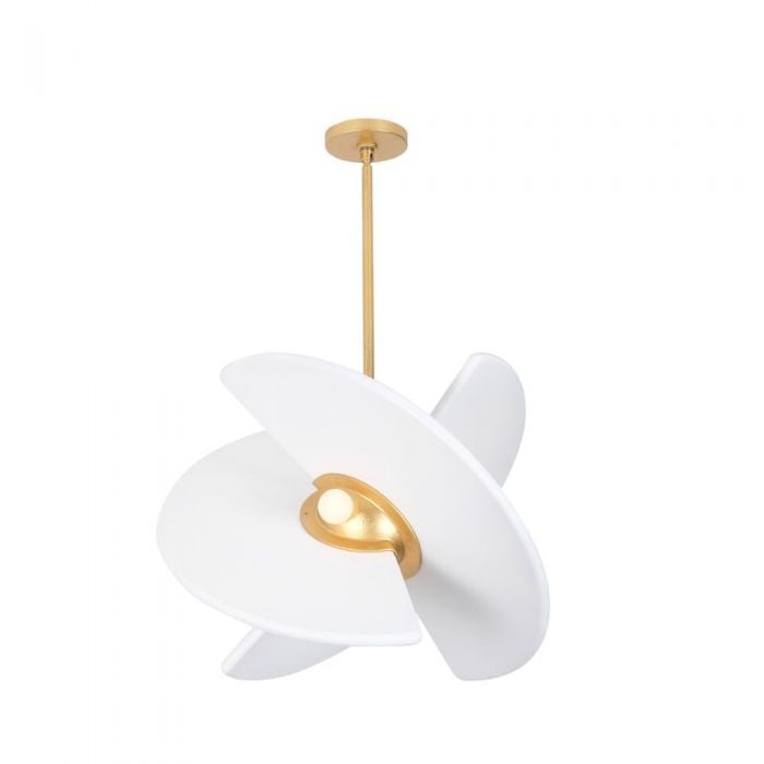 Rotary 24" Pendant: Inspired by the graceful dance of three plains encircling a central light source, with solid wood blades tapering to accentuate the main light focus. Crafted from a harmonious blend of steel and