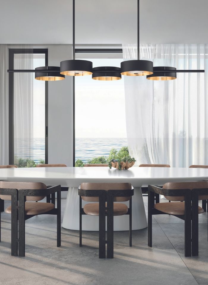 Masiero Dimore Sound Bil5: The design of the Sound aims to evoke our senses by harmoniously blending various elements. It's like a melodious symphony that illuminates our minds and souls. The light fixture is composed of a