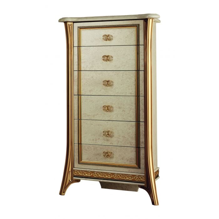 Arredoclassic Melodia Tall Chest: The New Melodia Tall Chest Enriches And Completes The Bedroom Furniture , With Elegance And Functionality29"W x 20"D x 54"H