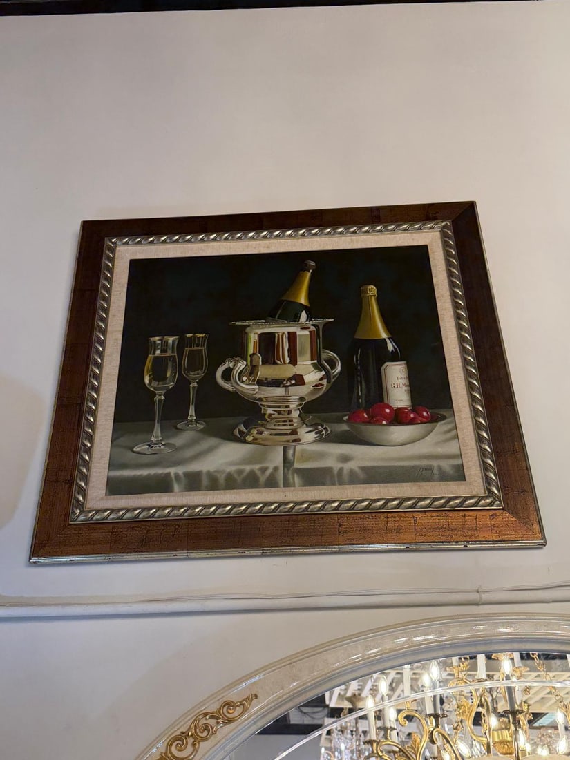 BOWL OF CHAMPAGNE: PRINT PAINTING36"W x 36"H