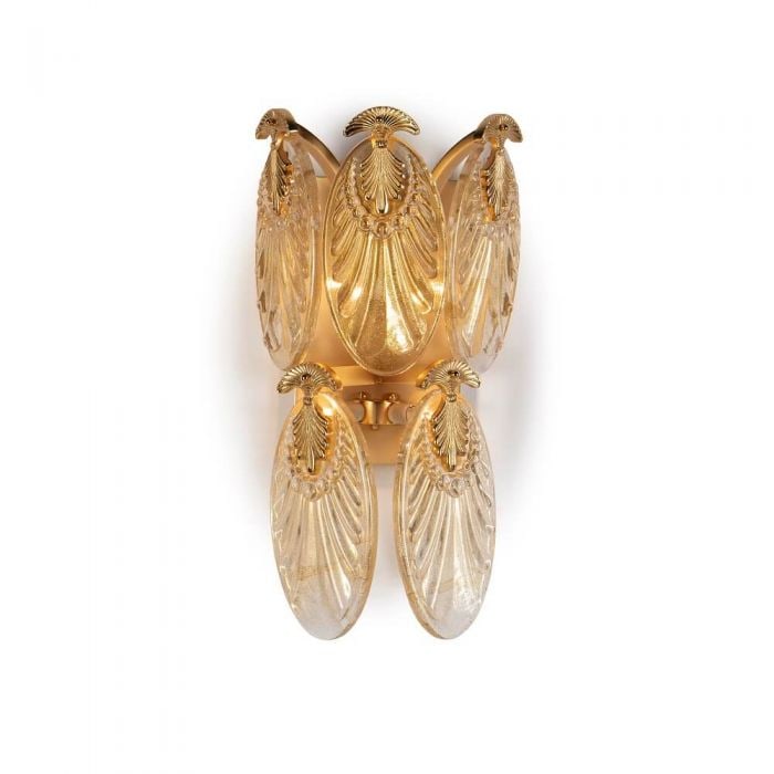 Mariner 20277 Gallery Wall Sconce: Luxurious Gallery Wall Sconce, Hand Crafted Of Casted Bronze And Venetian Glass. Complete With An Antique Gold Plated Finish. Made In Italy.12"W x 7"D x 21"H