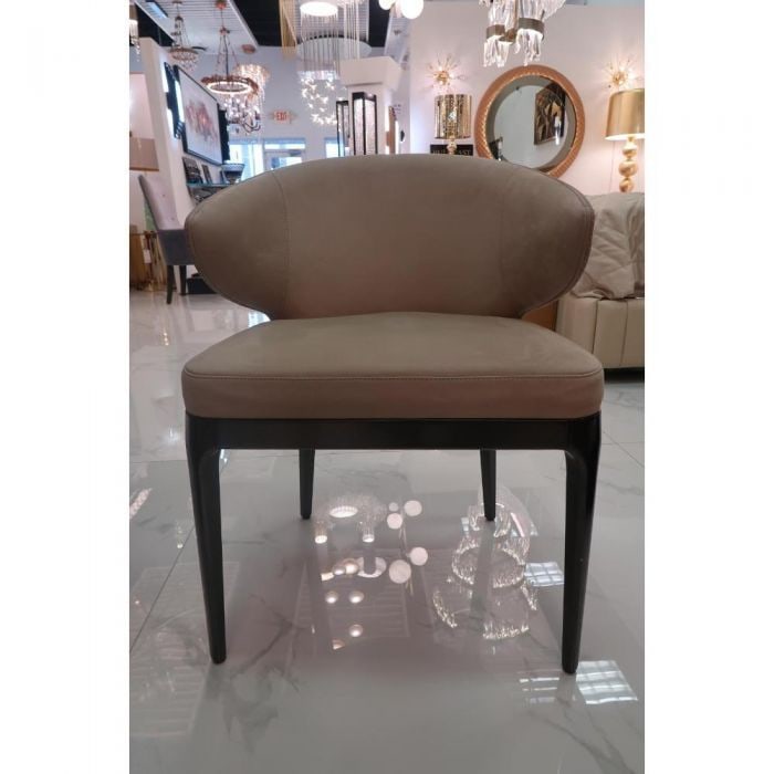 Mobilpiu Luxury Luna Nabuk Leather Dining Armchair: Add comfort and elegance to your dining room with this MobilPiu dining chair. Upholstered in Nabuk leather with metal legs.19"W x 19"D x 32"H