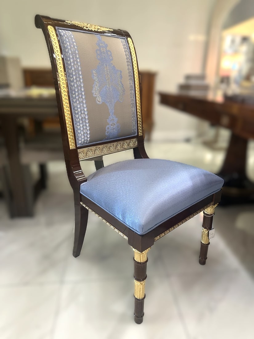 MARINER 50276 WELLINGTON DINING CHAIR: The Wellington Collection Is A Classic Creation Inspired By The Imperial Era Of Design And Architecture Characterized By Bronze Ornaments With A Gold Finish, Intricately Inlaid Table Tops, Chairs