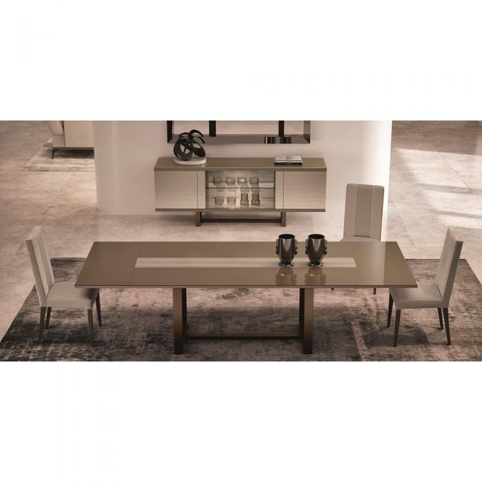 Adora Interiors 10786 Linea Dining Chair: The dining chair from the Linea collection is the perfect addition to your dining room. It is upholstered in high-grade fabric and has wood legs finished in bronze. The neutral two-toned colors blend