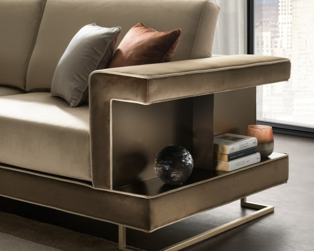 Adora Interiors Luce Light & Dark 3 Seat Sofa (Brown): The Luce Light & Dark 3 Seat Sofa Provides A Contemporary Mood. This Sober And Minimalist Design Emphasizes Contrasting Shapes And Materials. Made In Italy.77"W x 38"D x 34"H