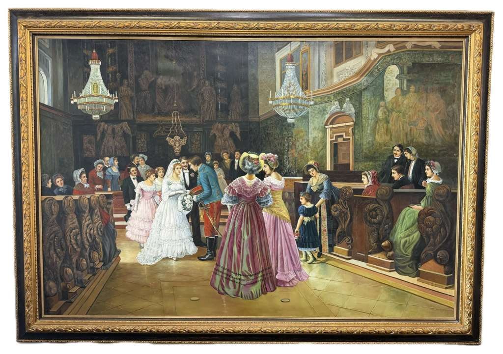 WEDDING PAINTING: PRINT PAINTING WITH GOLD FRAME83"W x 58"H