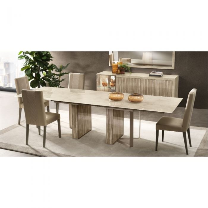 Adora Interiors Luce Light Rectangular Dining Table W/ 2 Extensions Glass top: Adora Interiors Luce Light Rectangular Dining Table W/ 2 Extensions Glass top