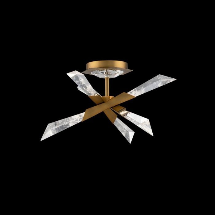 Schonbek Beyond Solitude 17In Semi Flush Mount: This exquisite piece, made with utmost precision and aesthetic finesse, has the power to transform any room into a stunning visual spectacle. A spear-shaped crystal made from natural quartz gemstone, 