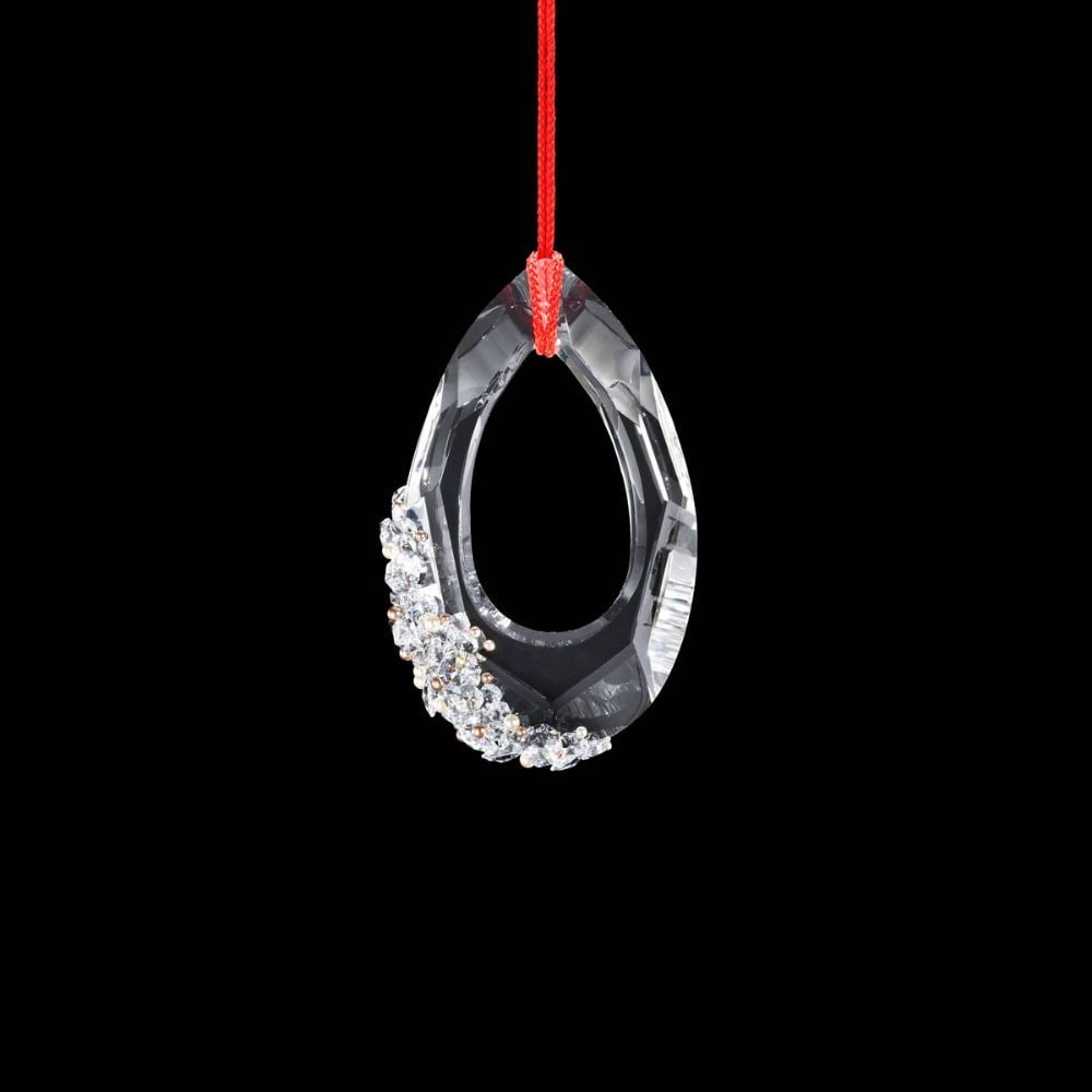 FOREVER SCHONBEK TRINITY 16'' PENDANT: The Trinity Mini Pendant's glossy Swarovski Pearls, Radiance Crystal clusters, and generously cut facets all combine to produce a striking finish. Hung from Red Rope.10''W x 3''D x 16''H