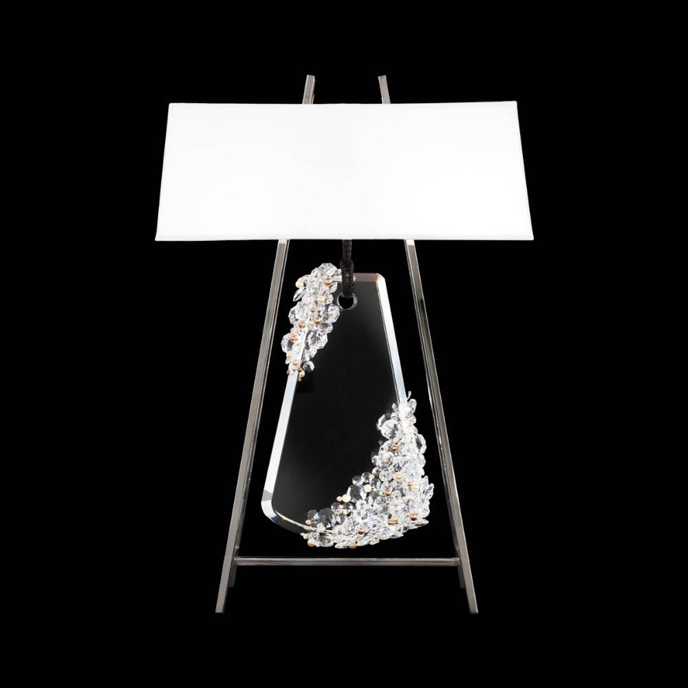 Schonbek Forever Flora 32'' Table Lamp: The Flora Table Lamp has Soft curves enclosed in a glittering array of Swarovski Pearls and Radiance Crystals provide dancing light reflections.22''W x 12''D x 32''H