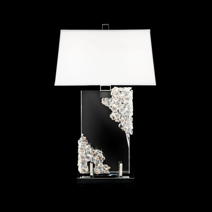 Schonbek Forever Auroa 30 Inch Table Lamp: The Auroa Table Lamp has a commanding presence embellished with Swarovski Pearls and Radiance Crystals emits brilliant illumination.18"W x 12"D x 29"H