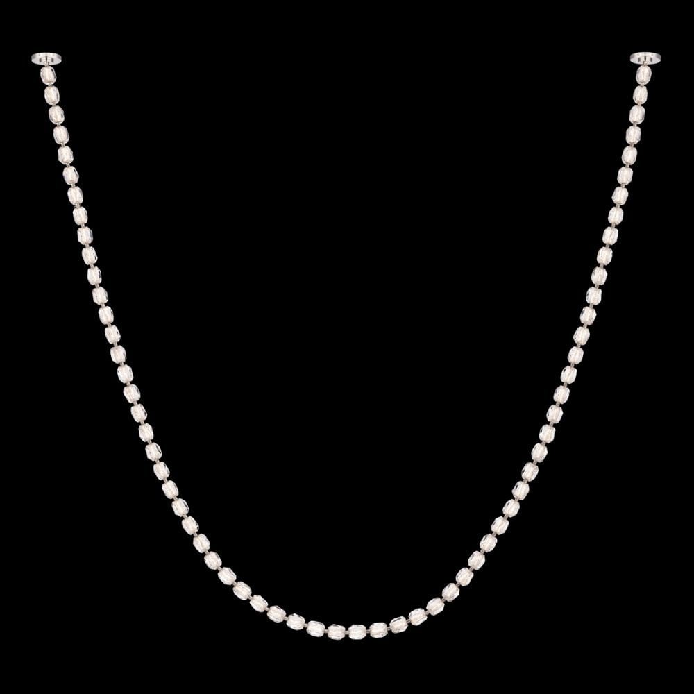 Schonbek Forever Seduction 66 Light Pendant: The Seduction pendant, which is destined to become a modern heirloom, features a sparkling chain of Radiance crystal dust beads that are each connected by lustrous metallic cuffs. LED lighting emits
