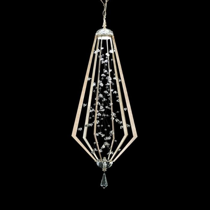 FOREVER SCHONBEK ETERNITY 40'' PENDANT: The Eternity pendant is a stunning work of art. Shards of enticing light play within the boundaries of a Radiance Crystal Dust core.16''W x 16''D x 40''H