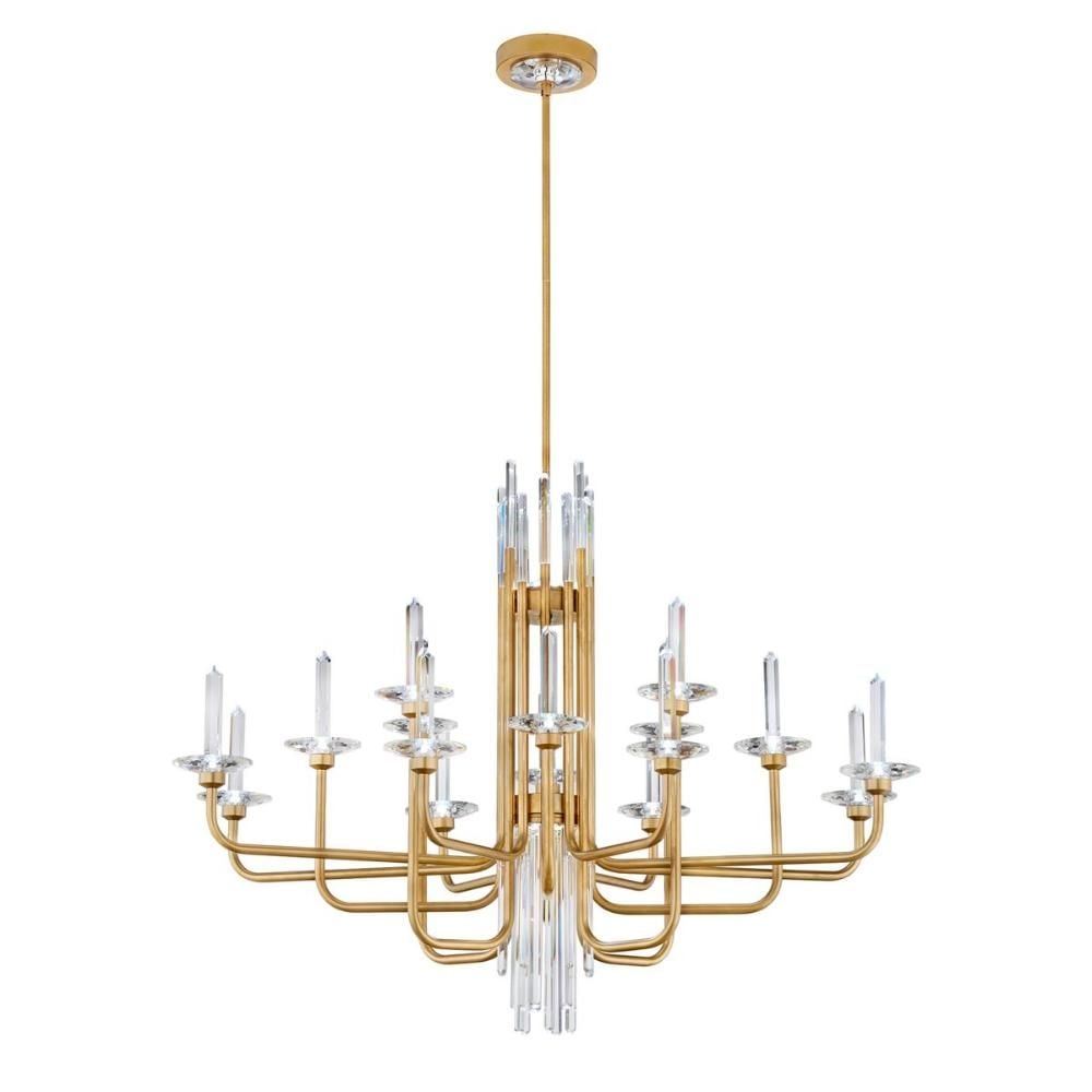 Schonbek Signature Calliope 16 Light Chandelier: You can create a magical atmosphere in any space using the Calliope. The candlesticks are made of faceted Optic Crystal columns and are illuminated by hidden LEDs, producing a soft glow that creates