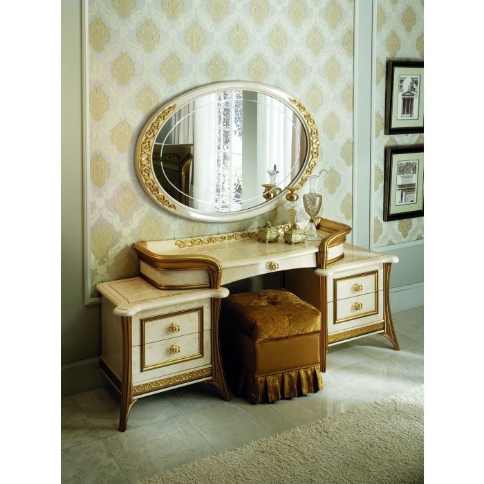 Arredoclassic Melodia Dresser Pouf: Elegantly Upholstered Dresser Pouf By Arredoclassic For Melodia Dressing Table18"W x 18"D x 19"H