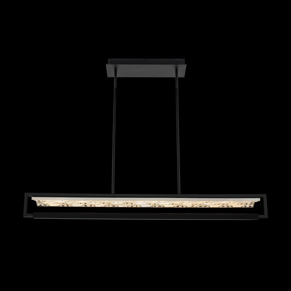 Allegri Capuccio LED Island Light: Allegri Capuccio LED Island Light has faceted Firenze clear crystals and a matte black and chrome finish frame. Bright LEDs illuminate the crystals, making them glow. The long sleek 46" Island Light w