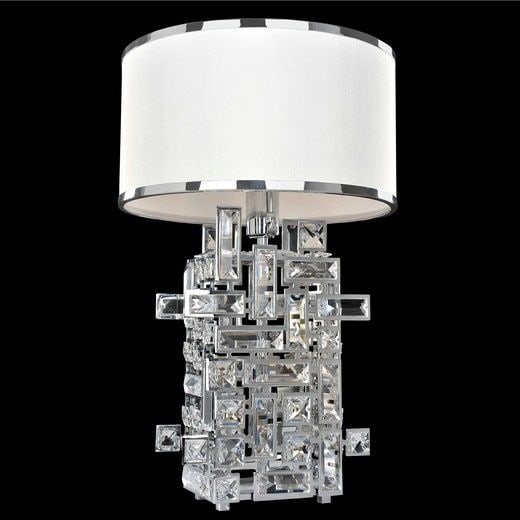 Allegri Vermeer 1 Light Table Lamp: Clear prism crystals set in distinctive patterns are a highlight of the Allegri Vermeer 1 Light Table Lamp. Rectangular lines and asymmetry, two De Stijl tenets, served as the inspiration for the
