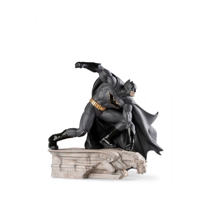 Lladro DC Comics Batman Limited Edition: Matte porcelain was chosen for this dynamic and spectacular portrayal to capture all the characterâ€™s anatomical details and to further enhance the decoration by combining matte and glazed