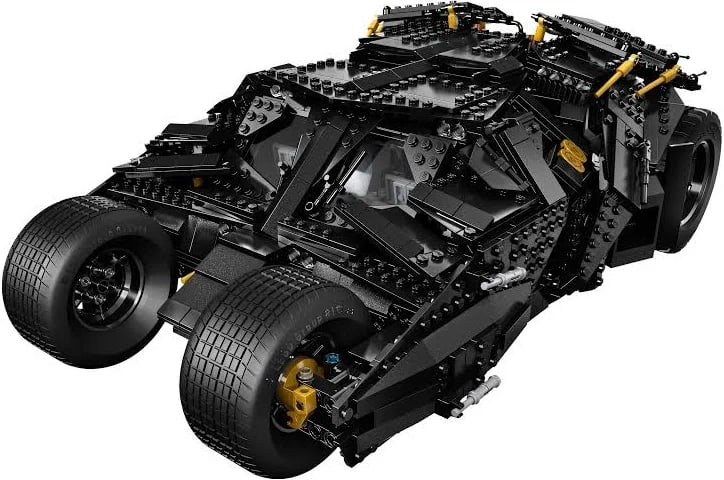LEGO THE DARK KNIGHT BATMOBILE LIMITED EDITION - ASSEMBLED: The Tumbler Batmobile from The Dark Knight, Assembled in Lego form.