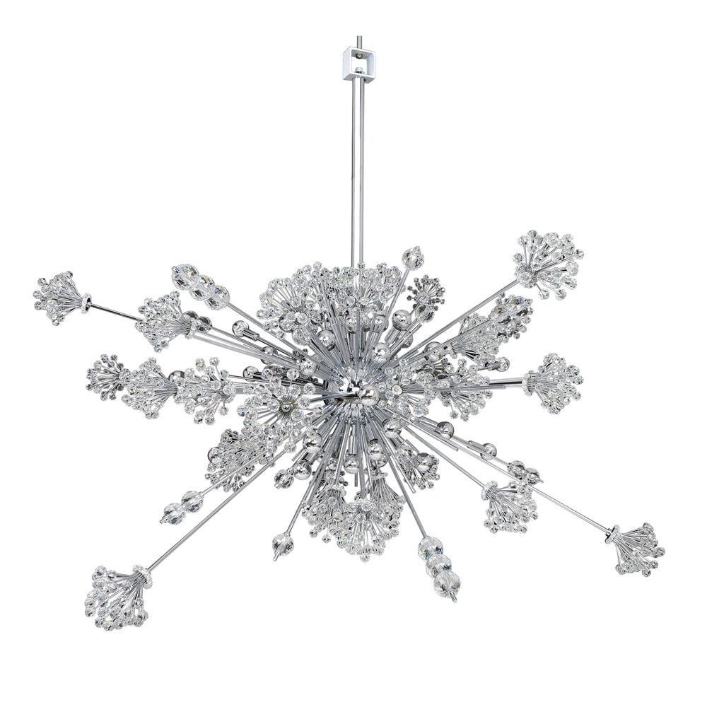 Allegri Constellation Chrome Pendant: The Constellation Collection was inspired by the iconic chandeliers at Lincoln Center's Metropolitan Opera House. The bursting lights are highlighted in Allegri's exclusive Chrome finish and crowned