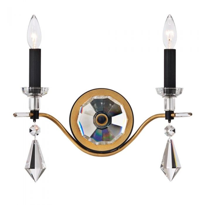 Schonbek Signature Tempest 2 Light Wall Sconce: The metal arms of Tempest are a sight to behold, gracefully arched and expertly crafted to create a stunning display of beauty. Every curve and sweep of the design exudes a sense of romance and