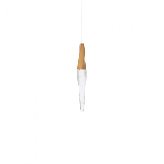 Schonbek Beyond Kindjal 14'' Pendant: This Kindjal Pendant includes a luxurious twisted icicle crystal portruding from a cohesive and elegant metal fitting which conceals the LED, providing stylish illumination for adequate downlighting.