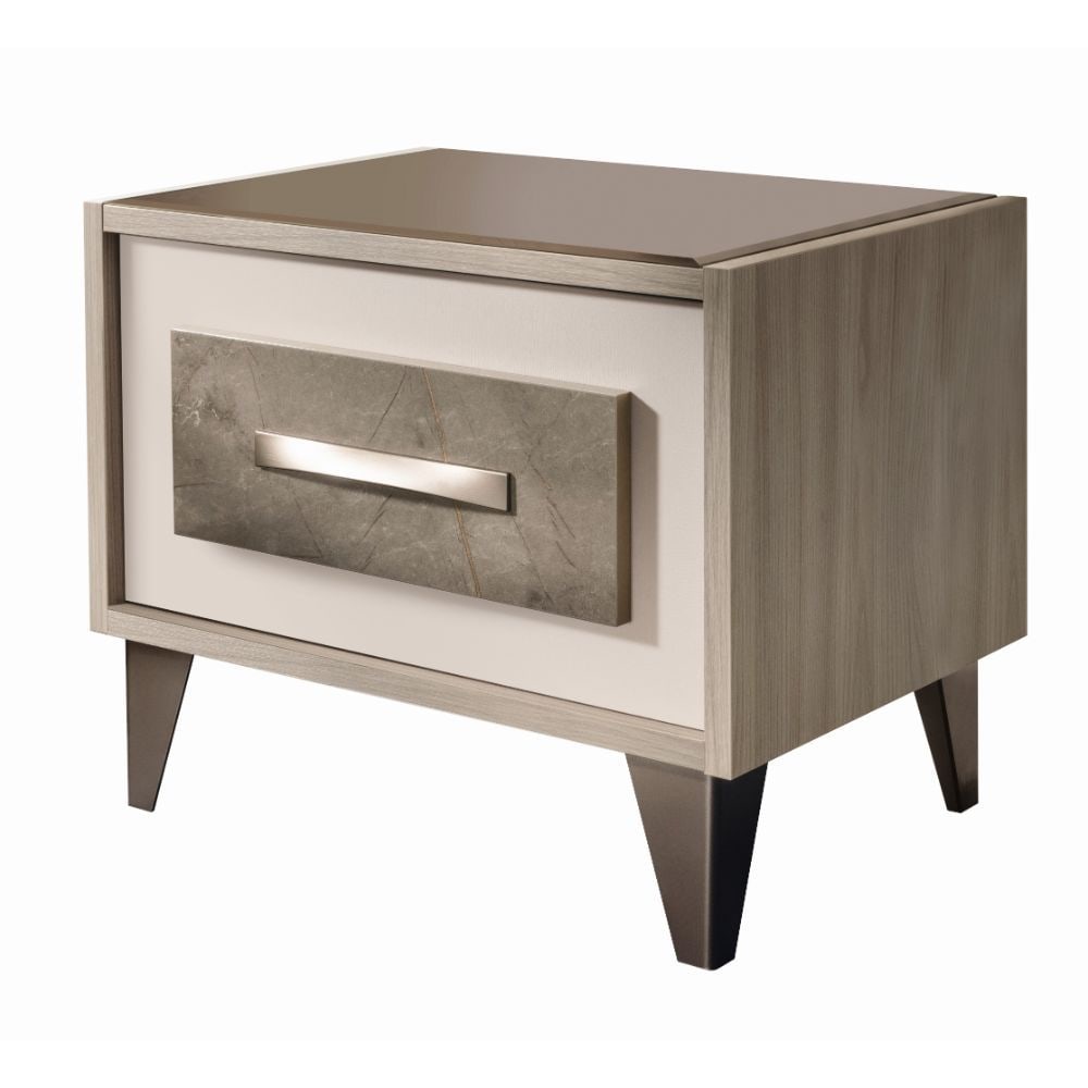 Adora Interiors Ambra Night Table: Ambra Night Table Features Satin Bronze Finish With Dark Hues Of Wenge Wood And A Shining Marble Finish. Ambra Is A Furniture Collection For Living Areas And Bedrroms. Its Know For The Italian Style