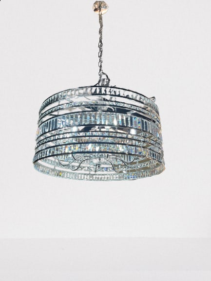 Allegri Ola Suspension Light Silver Leaf LED: The Allegri Ola Suspension Light is a breathtaking statement piece that blends contemporary elegance with artisanal craftsmanship. Finished in a luminous silver leaf, its sculptural silhouette is