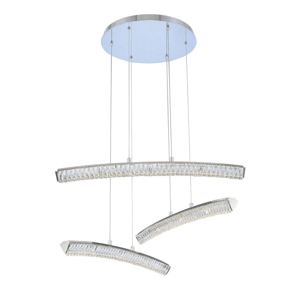 Allegri Aries 35'' LED Multi Pendant: The Aries Collection features a sleek polished chrome frame, rectangular Firenze crystal baguettes and LED Technology.