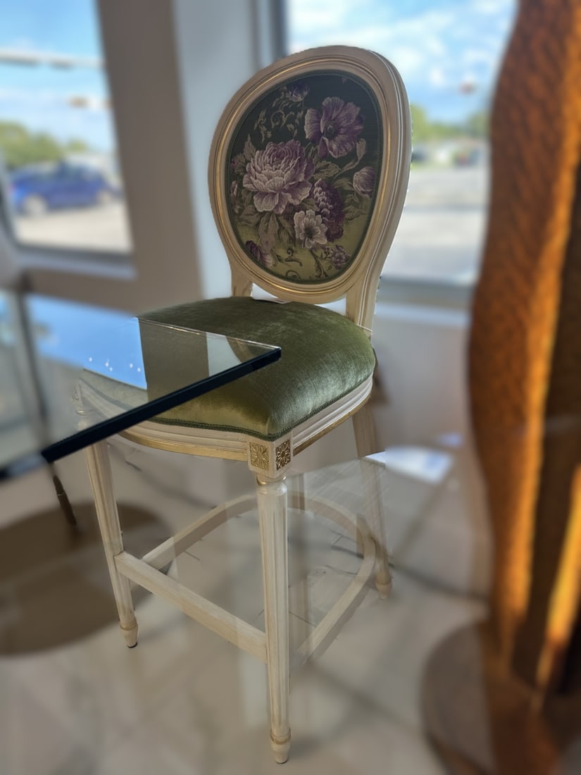 MOBILPIU LUXURY CUSTOM BARSTOOL: Mobilpiu Luxury Barstool with custom upholstered fabric. Handcrafted and hand finished in Italy.