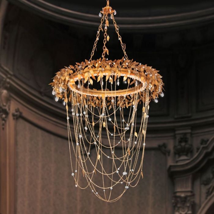 Schonbek Signature Midsummer Night 33 Inch LED Pendant: Experience the enchantment of the Fey with Schonnek's Midsummer Nights pendant. Crafted with intricate leaf and vine details and adorned with shimmering Optic Crystals, this pendant captures the whims