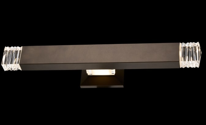 Allegri Tapatta Outdoor 34" LED Wall Sconce: The Tapatta outdoor LED wall sconces boast a sturdy rectangular body made of stainless steel with Firenze Crystal block ends that are custom-cut for a unique look. These sconces also incorporate the s