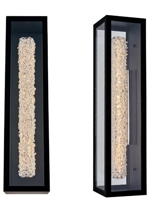 Allegri Lina Esterno 27" Matte White Outdoor Wall Sconce: Allegri Crystal's Esterno Cristallo line exemplifies modern outdoor lighting design. Each piece is carefully built to resist the environment, with an emphasis on creativity and a love of travel. Alleg