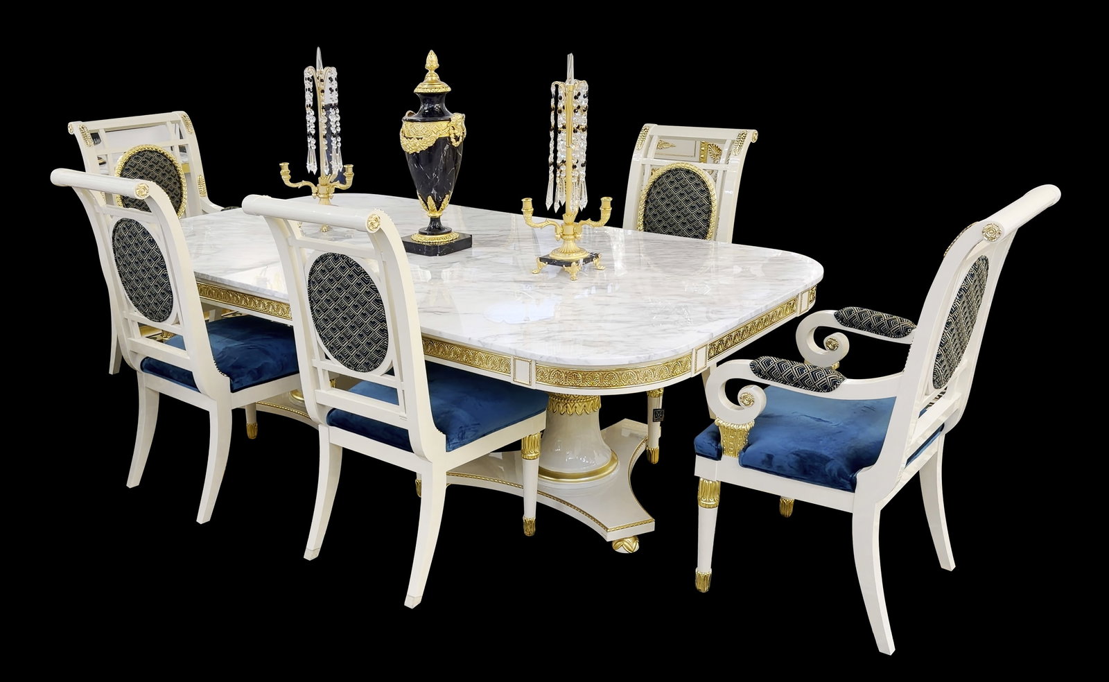 Mariner Royal Elite 7 Piece Dining Room Set: The Wellington Royal Elite Dining Set Is Part Of An Exclusive Collection Found Only At Venicasa. This Luxurious Piece Features Over A Dozen Coats Of Grand Piano Lacquer On Eggshell And Hand Carved