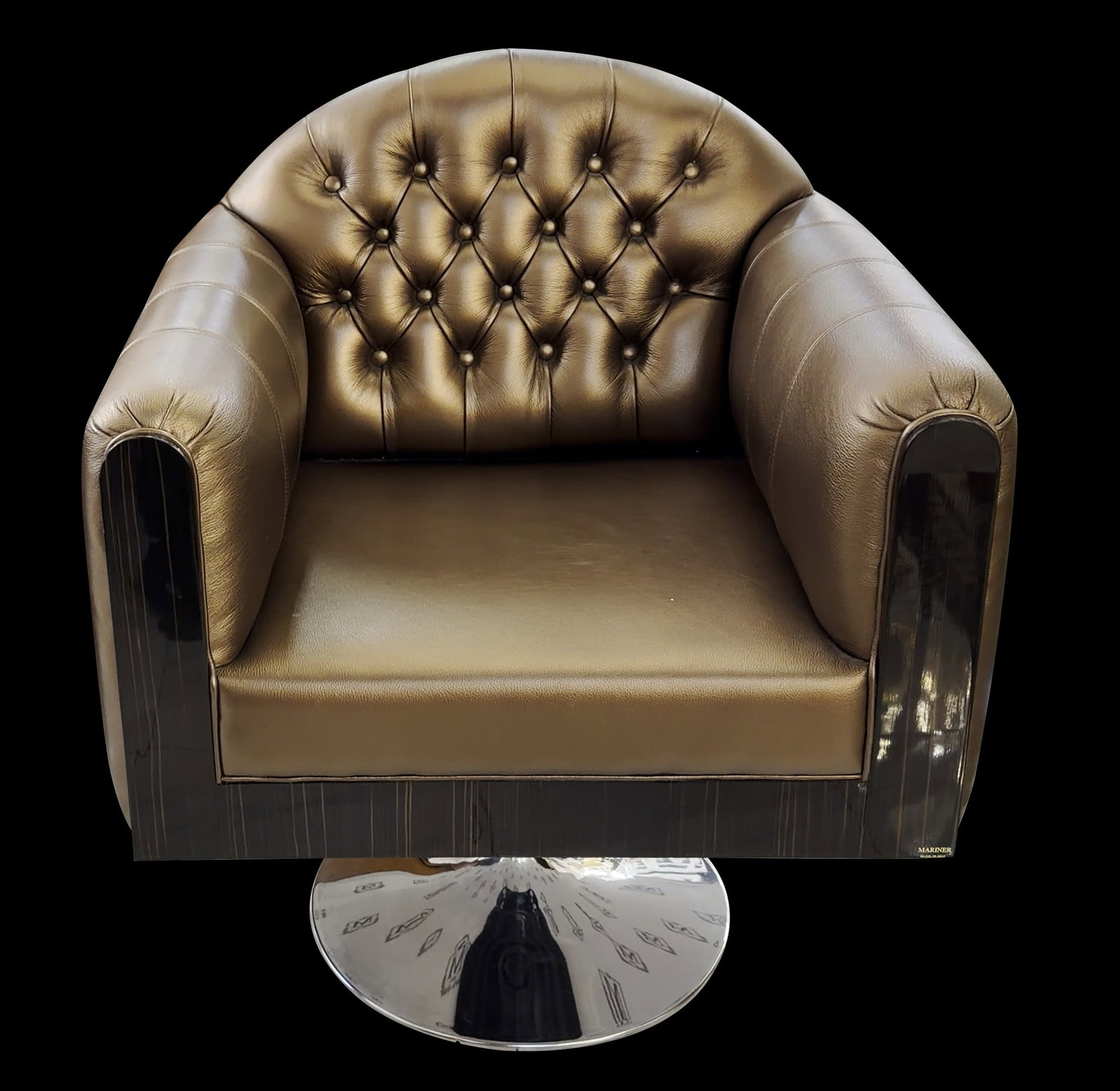 Mariner Gatsby Easy Chair: Makassar Veneer, Sycamore In-Lays And Brass Accents With A Polished Silver Finish, This Gatsby Collection Is A Modern Luxury By Mariner. Originated In Spain.33"W x 31"D x 38"H