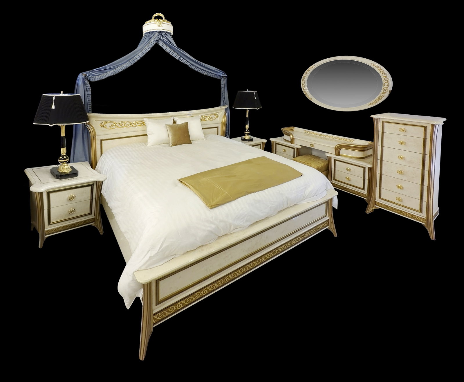 Arredoclassic ARR3236 Melodia Night Stand: Shiny Surfaces In Bright Nuances Match Perfectly With The Golden Details Of The Columnns,Friezes And Frames Of This Beautiful Italian Nightstand28"W x 19"D x 26"H